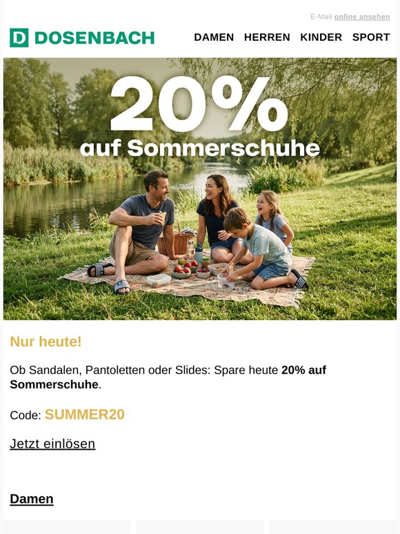 Nur heute: 20% auf Sommerschuhe