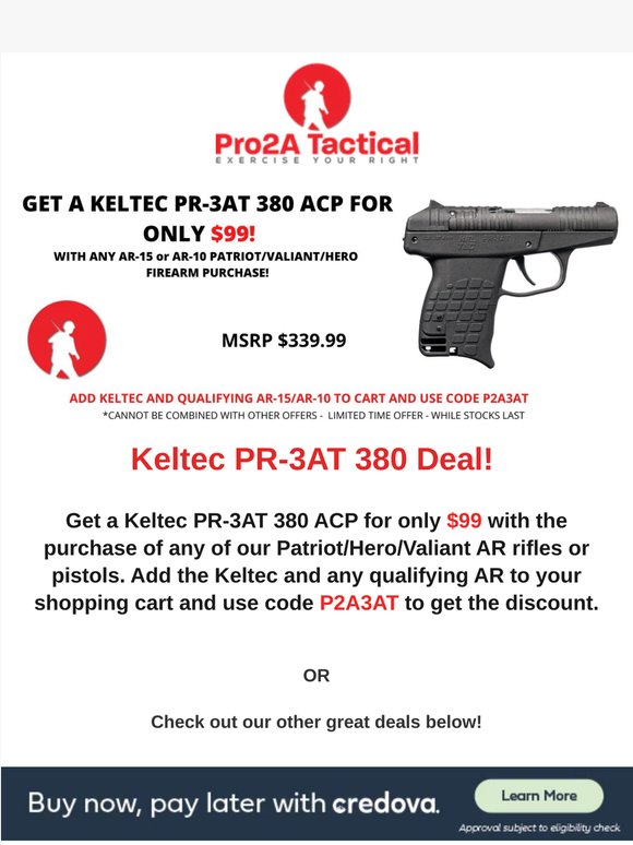 Great Deal! Get a Keltec PR-3AT 380 for only $99!