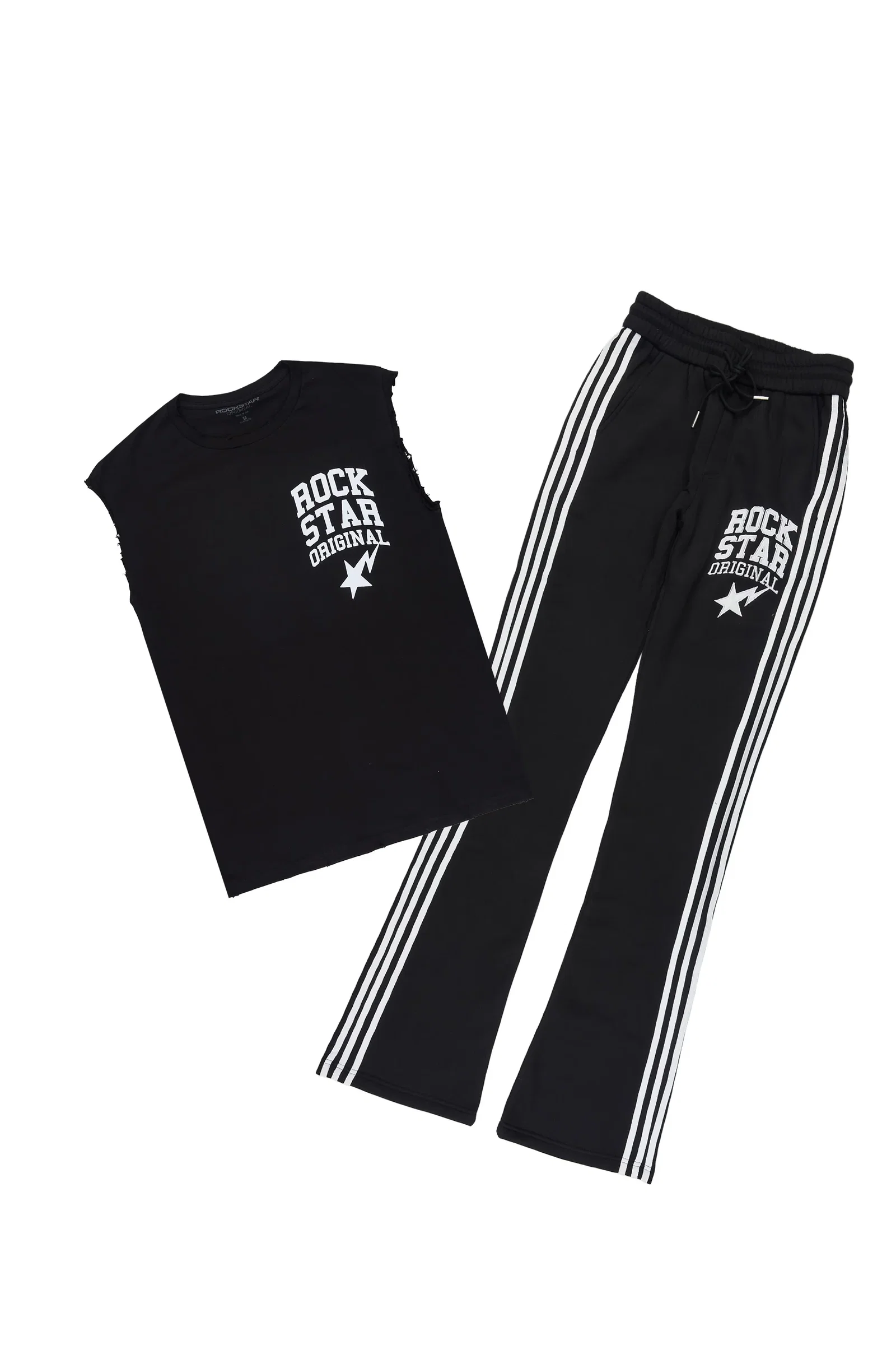 Image of Gerrit Black Cut Sleeve/Baggy Pant Track Set