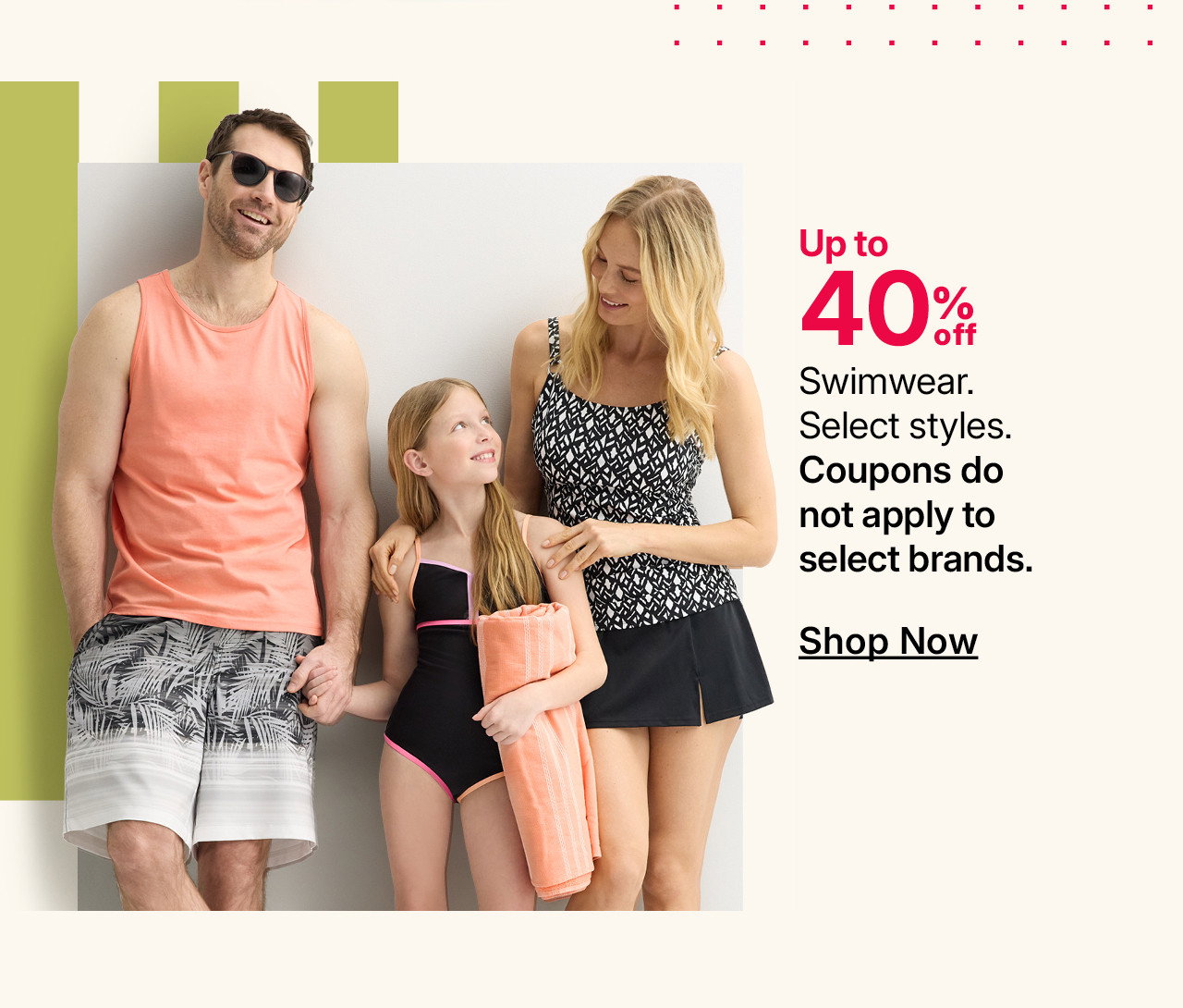 up to 40% off swimwear