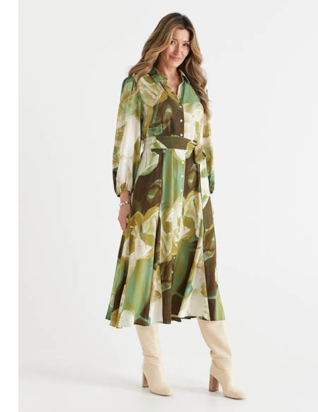 Petal Mirage Shirt Midi Dress