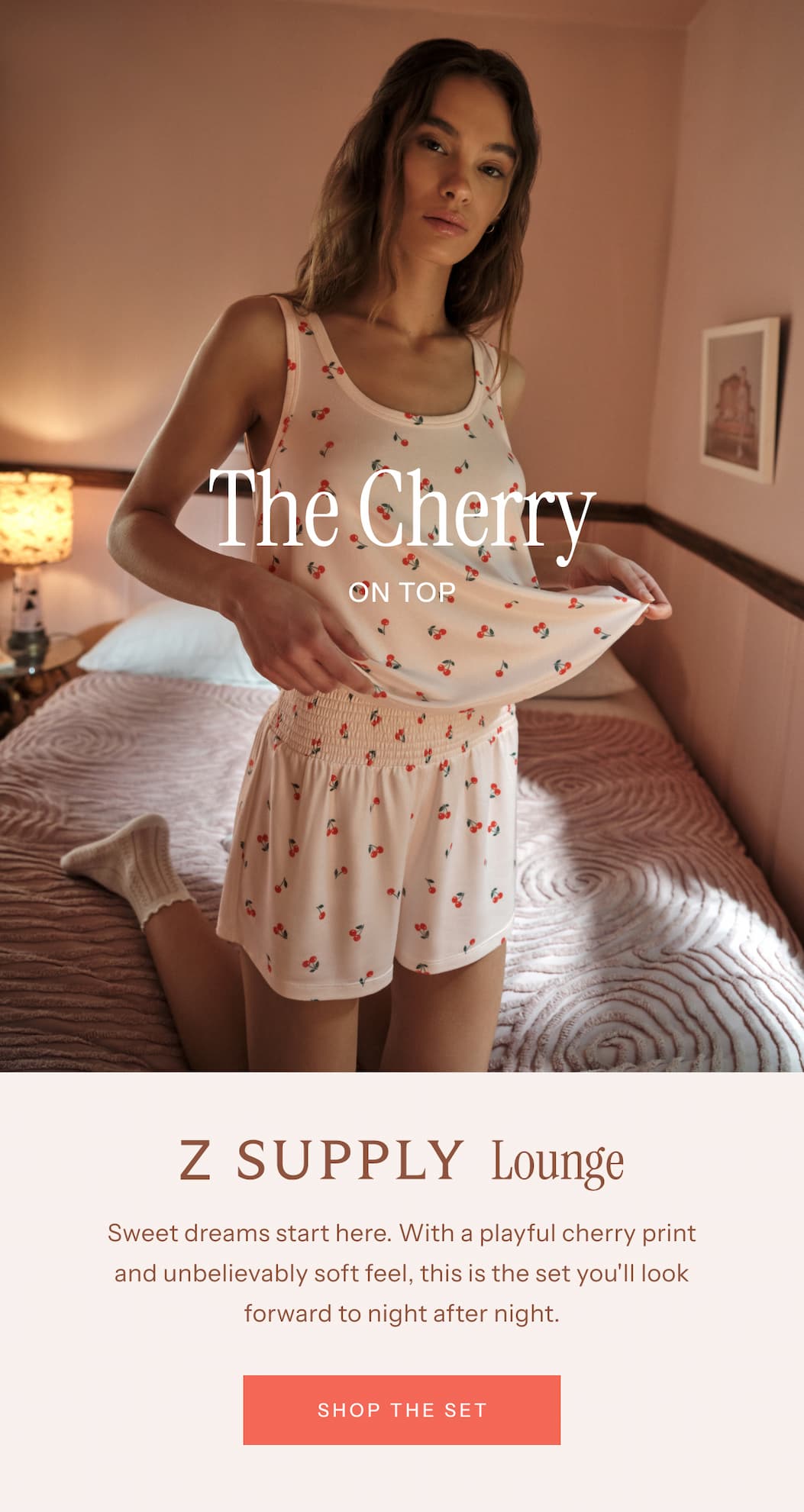 The Cherry on Top | Z SUPPLY Lounge | Sweet dreams start here. With a playful cherry print and unbelievably soft feel, this is the set you'll look forward to night after night. | Shop The Set
