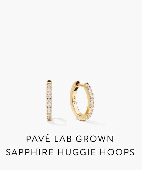 Pavé Lab Grown Sapphire Huggie Hoops.