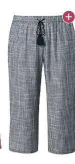 Pinstripe Linen Blend Elastic Waist Culottes