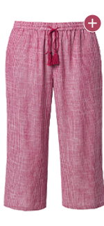 Pinstripe Linen Blend Elastic Waist Culottes