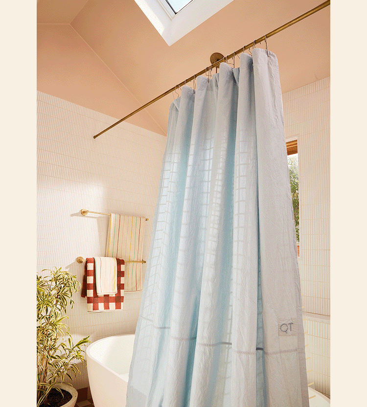 Oxford shower curtain in atlantic