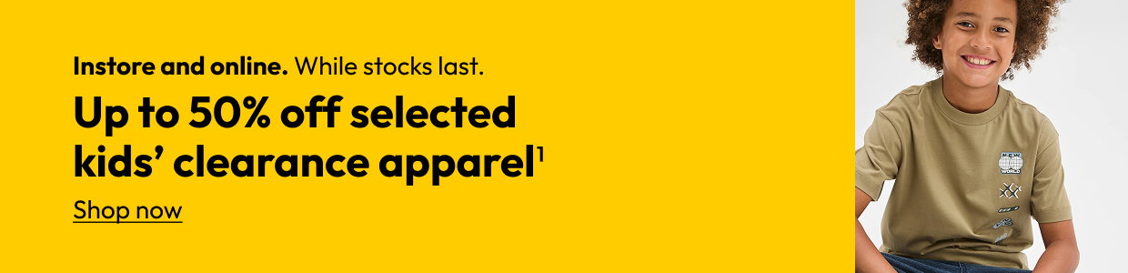 Up to 50% off selected kids' clearance apparel