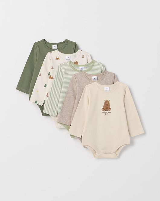 Baby organic cotton 5 pack print bodysuit