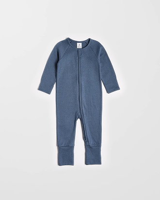 Baby organic cotton pointelle zip coverall