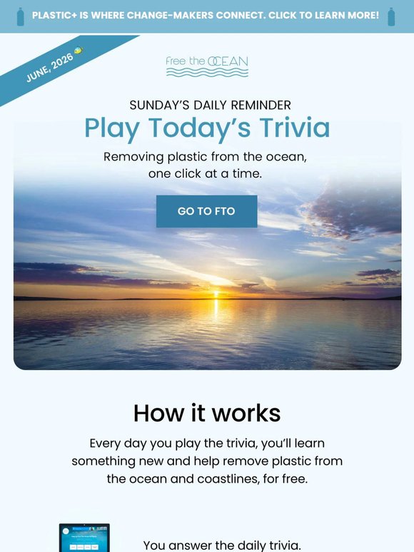 Play Sunday's Trivia + Remove Plastic from the Ocean