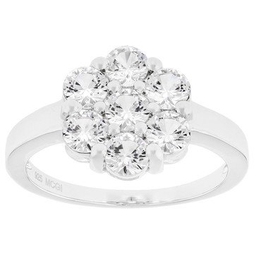White Lab Created Sapphire Platinum Over Sterling Silver Ring 1.66ctw