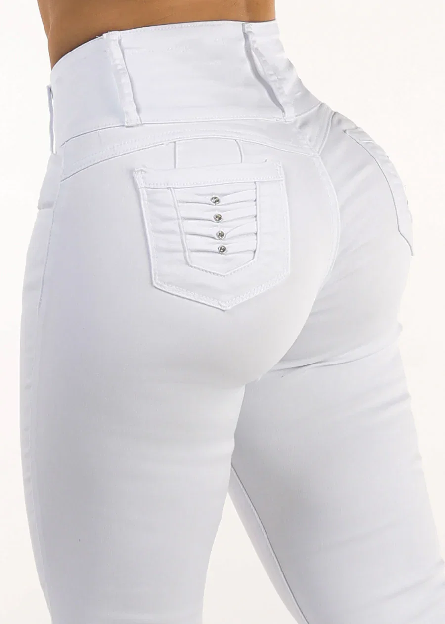 Image of MX JEANS Butt Lift High Waist Stretch Skinny Jeans White