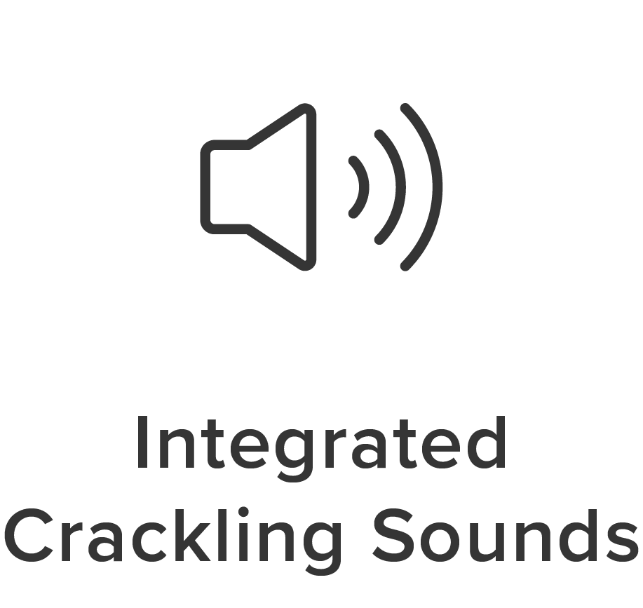 Speaker icon with 'Integrated Crackling Sounds' text.