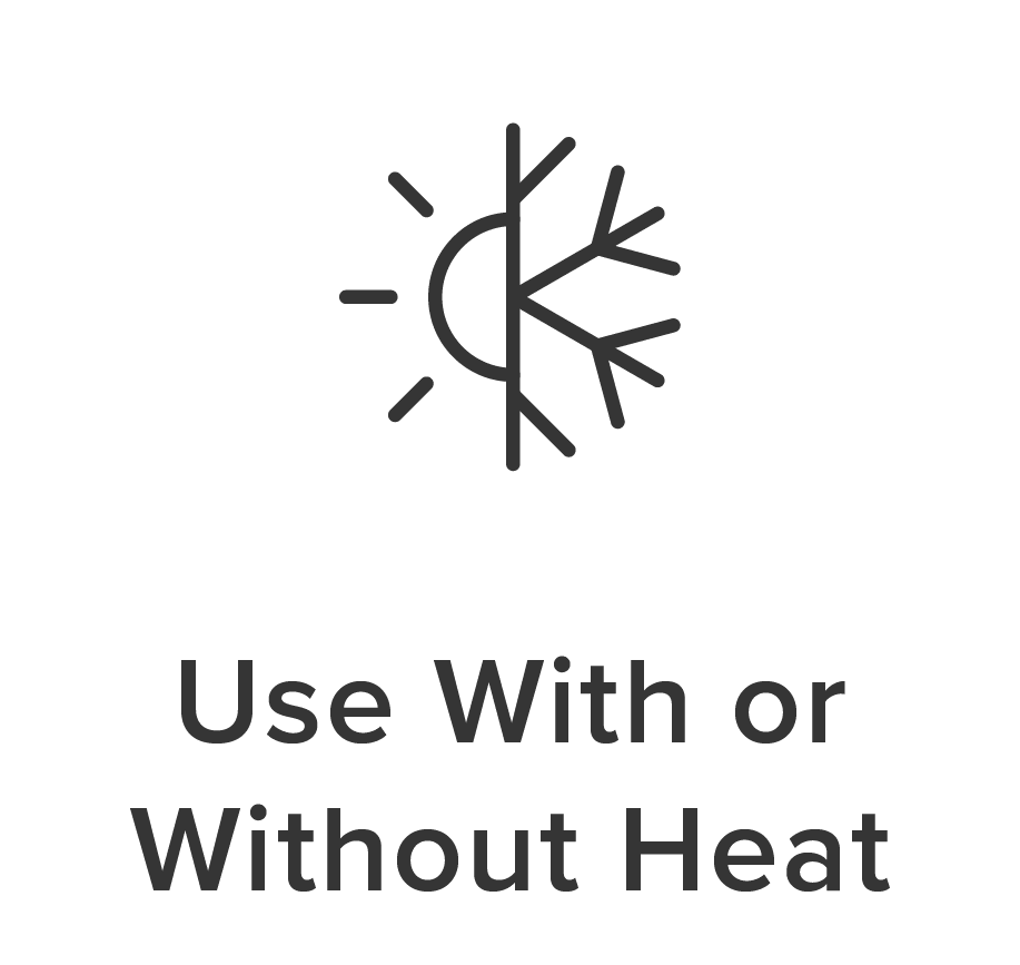 Sun and snowflake icon with text below.