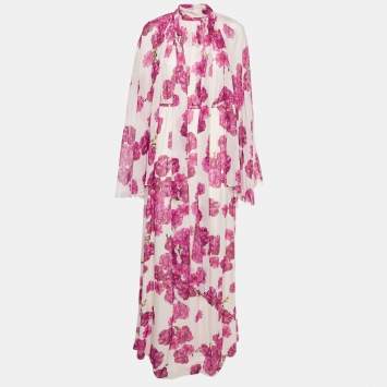 Pink Rose Peony Print Silk Chi