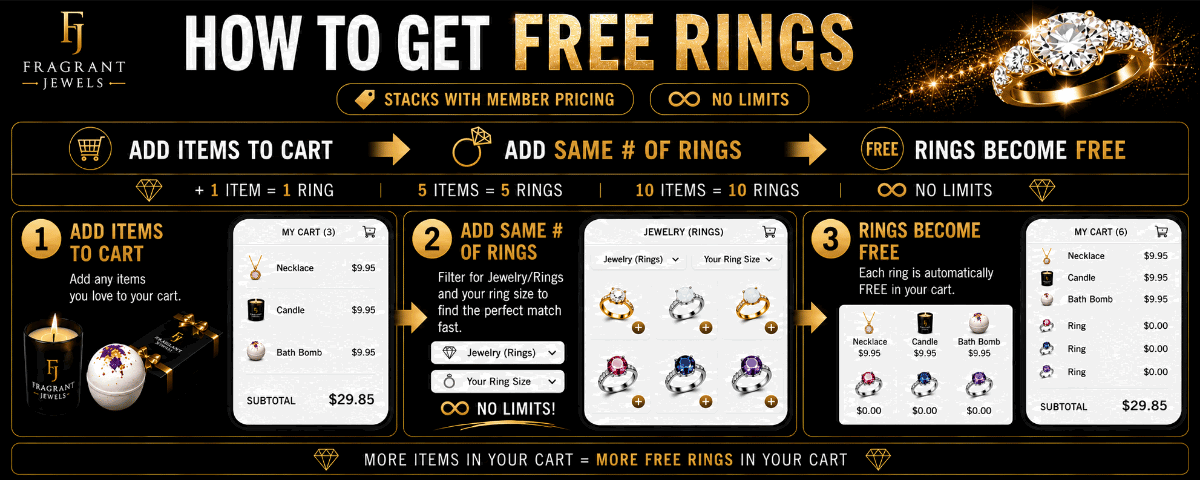 How to get $1 Rings - Add items to cart. Add Same # of rings (filter for jewelry size) - no limits! 3 Rings become $1 in cart! 