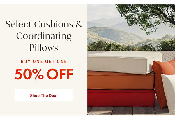 Buy One, Get One 50% Off Select Cushions & Coordinating Pillows | Shop the Deals >