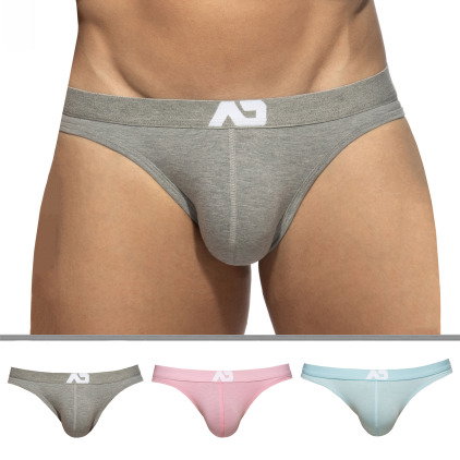 Addicted Lot de 3 Strings AD Essential Gris Chiné - Rose - Bleu Ciel