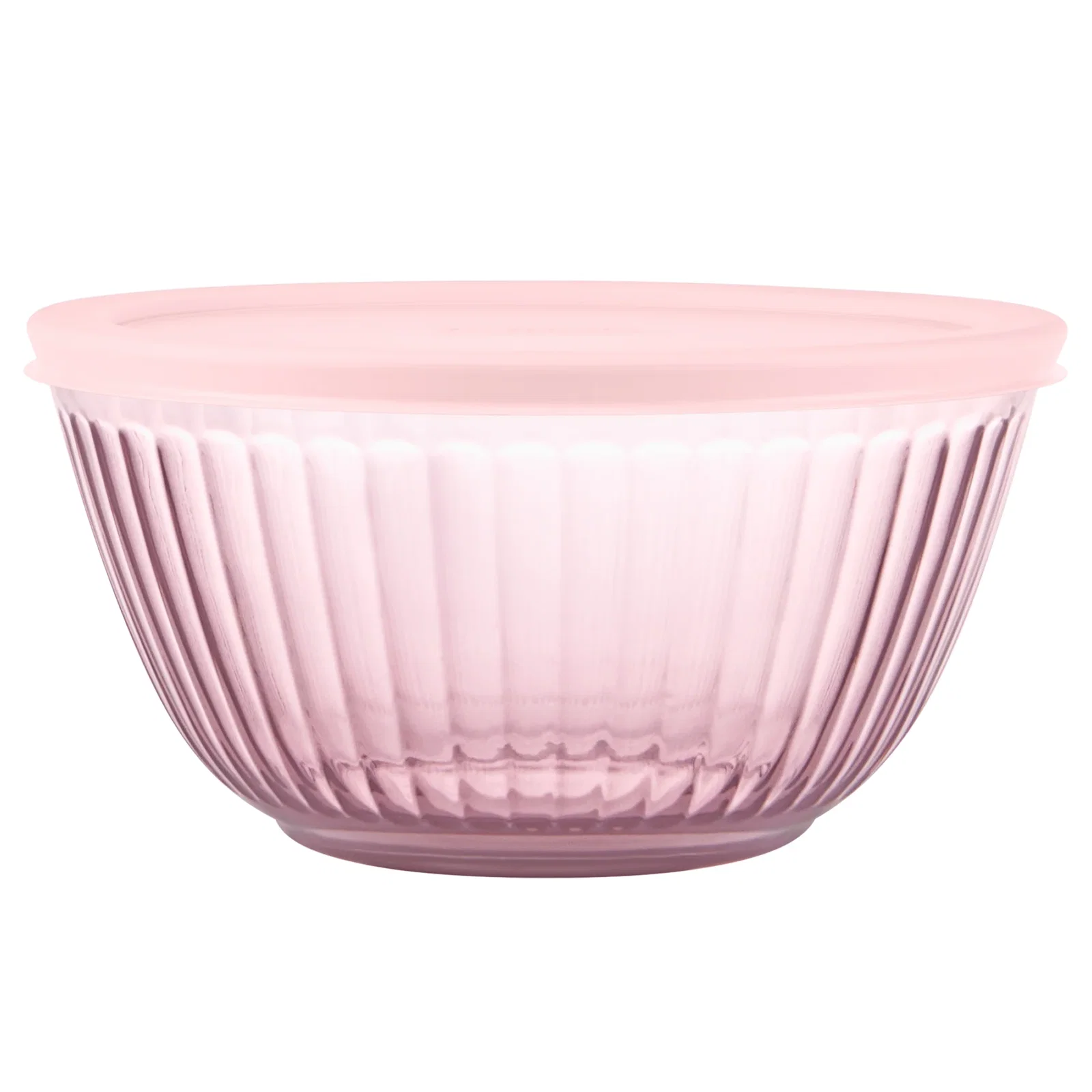 Image of Pyrex® Sculpted Tinted Glass 2.3QT Mixing Bowl with Lid, Pink