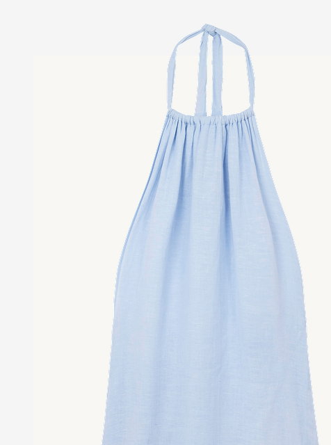 blue linen halter dress