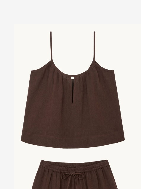 brown linen guaze top