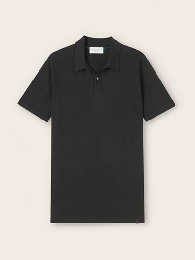 Men's Sea Island Cotton Polo in Black