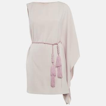 Pink Sateen Asymmetric Sleeve 