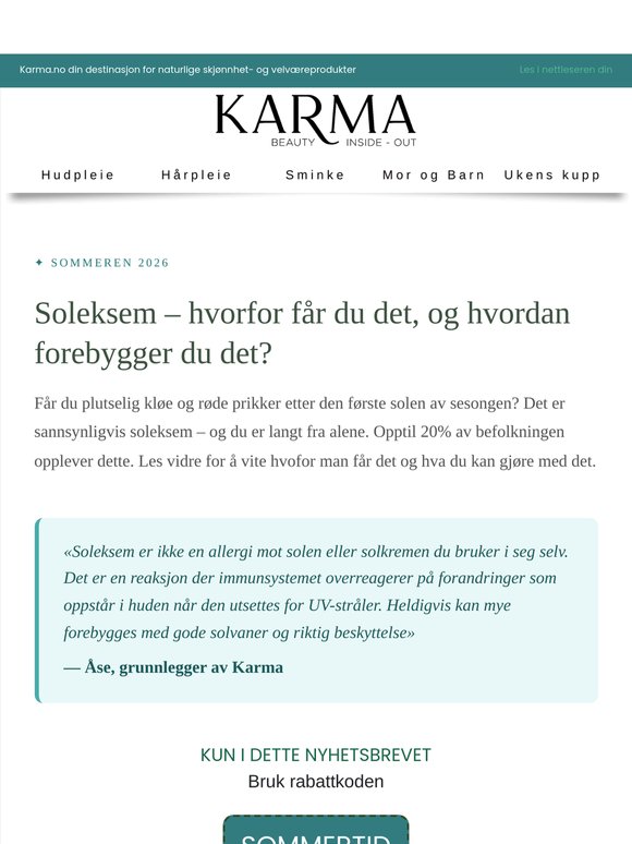 Hva er soleksem- og hvordan unngå det?☀️