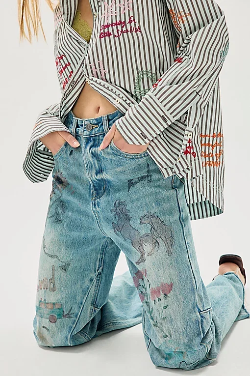 Found Hand Art Jeans