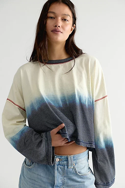We The Free Indigo Striped Long Sleeve Tee