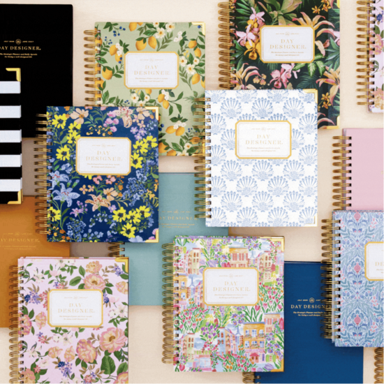 rotating 2026-2027 day designer planners images in pretty patterns