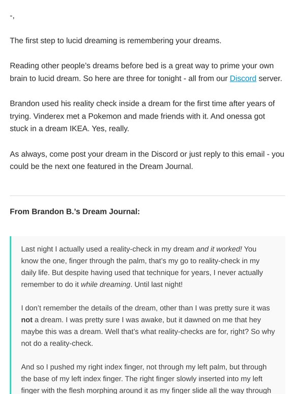 The Dream Journal - finger through palm, noivern, and an IKEA maze