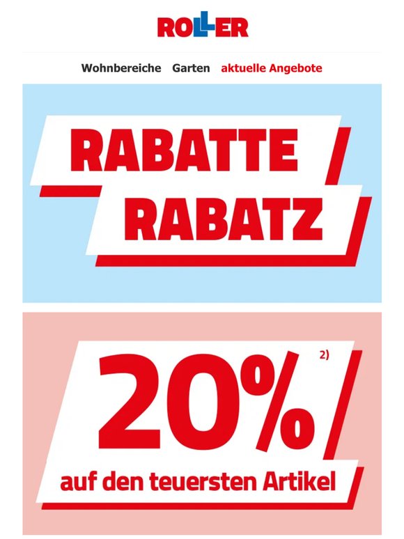📢RABATTE RABATZ! 20% auf den teuersten Artikel!²⁾