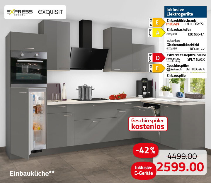 Angebotsküche in anthrazit-matt