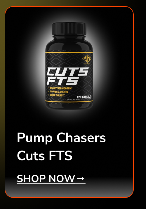 Pump Chasers Cuts FTS supplement bottle with 120 capsules.