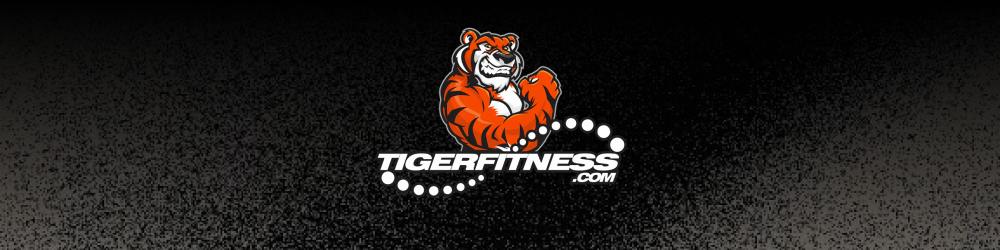 Tiger Fitness logo featuring a muscular tiger on a gradient background.