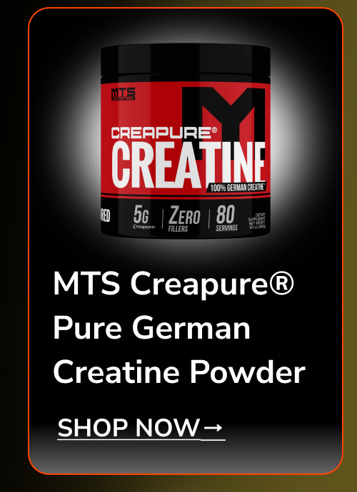 MTS Creapure pure German creatine powder, 5g per serving, 80 servings.