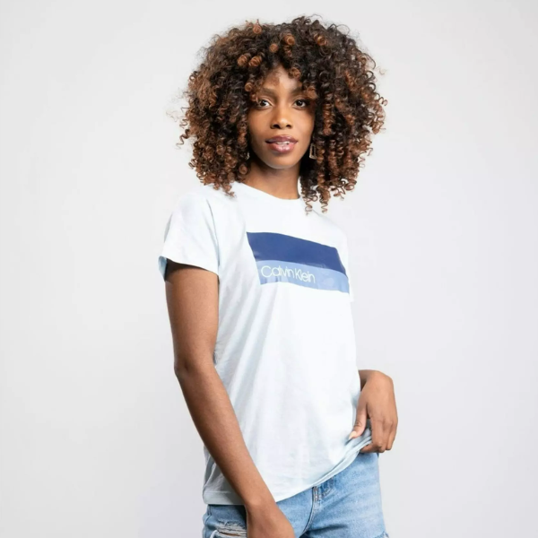 Calvin Klein Duo Logo Print T-Shirt in Blue