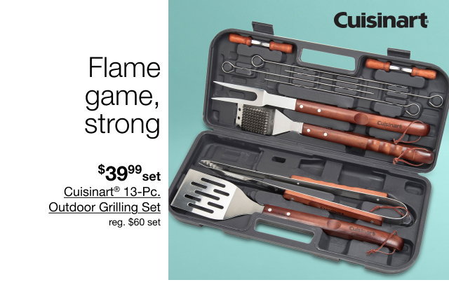 Flame game, strong | $39.99 set Guisinart 13-Pc. Outdoor Grilling Set | reg $60 set