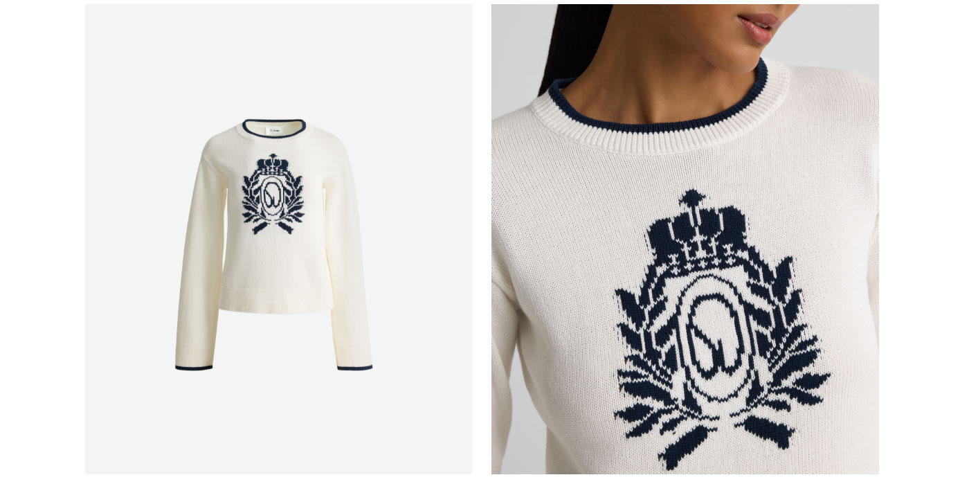 Tabitha Sweater In Lightweight Cotton Knit With Vintage Crest