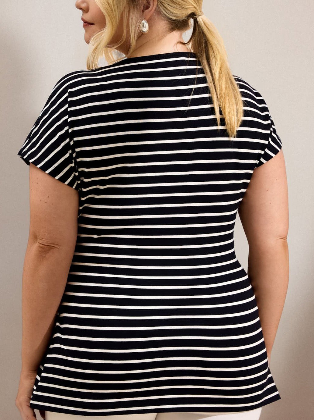 Navy Stripe Jersey Side Tie Top