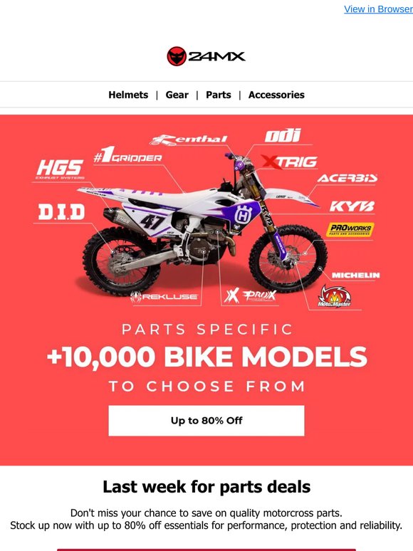 Final week for parts up to 80% off