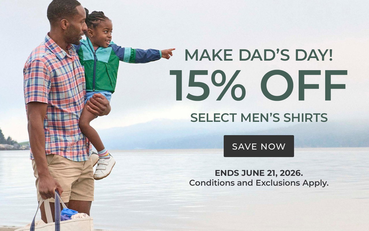 Make Dad's Day! 15% Off select Men's Shirts. Online and in Canadian stores through 6/21. Conditions and exclusions apply.