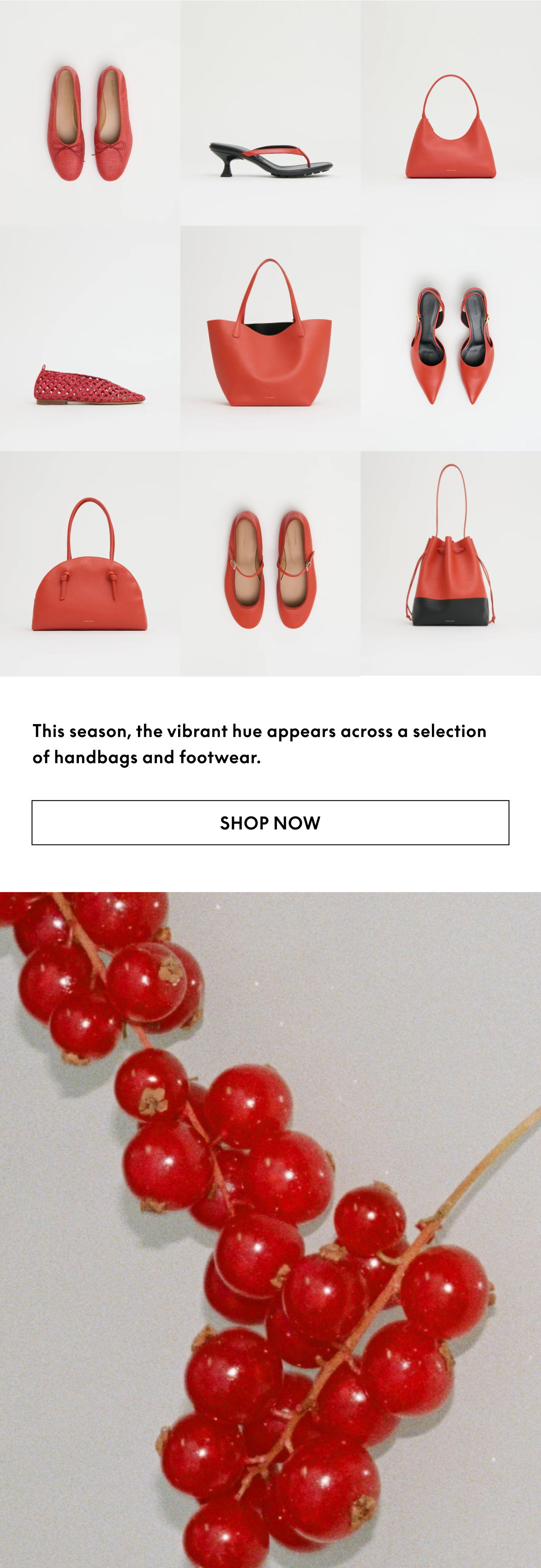 This season, the vibrant hue appears across a selection of handbags and footwear.
