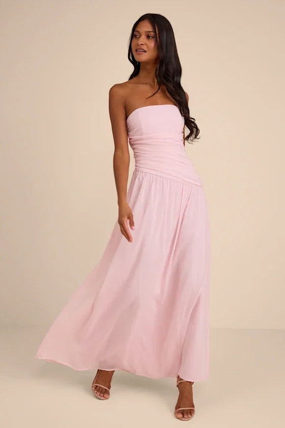 Image of Florian Blush Pink Drop Waist Maxi Dress
