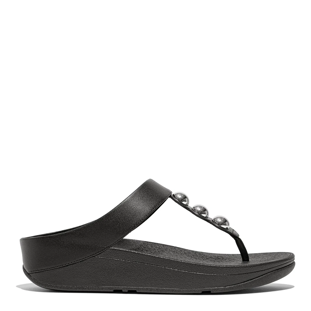 Image of FitFlop | Fino Mirror-Dome Leather Toe-Post Sandals