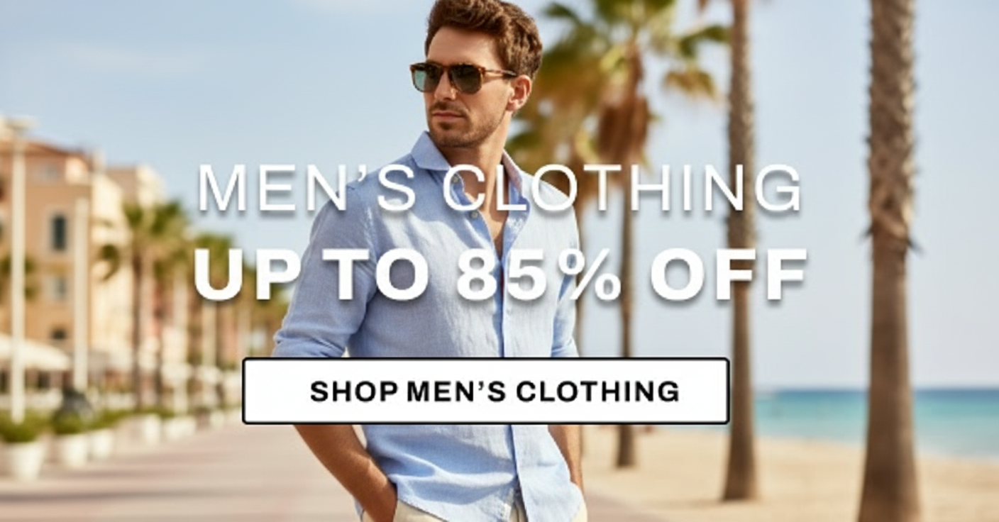 Men's clothing up to 85% off. Shop now.