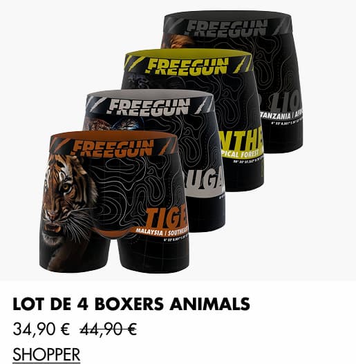 Lot de 4 Boxers Animals  34,90 €  44,90 €