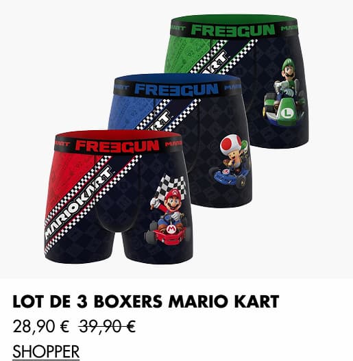 Lot de 3 Boxers Mario Kart  28,90 €  39,90 €