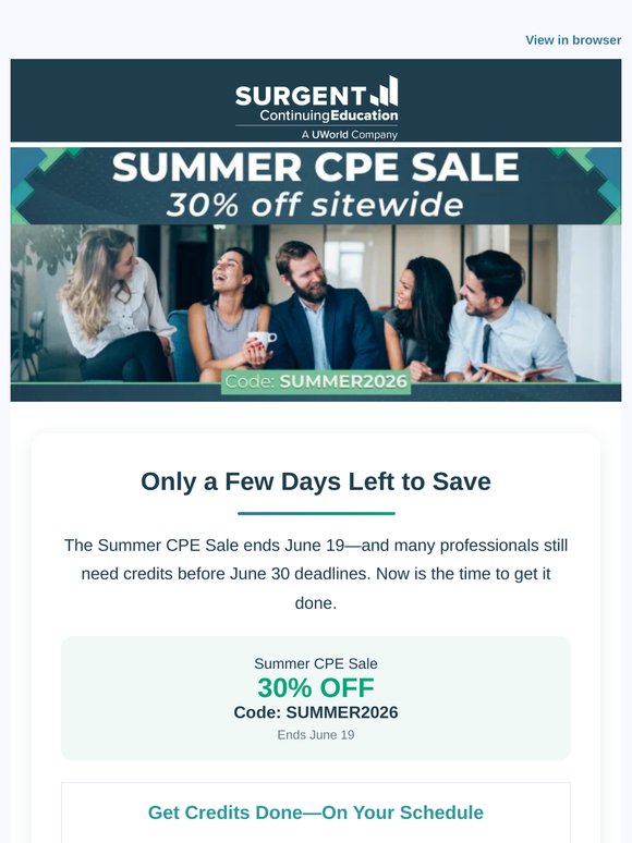 Hurry! Summer CPE Sale Ends Soon!
